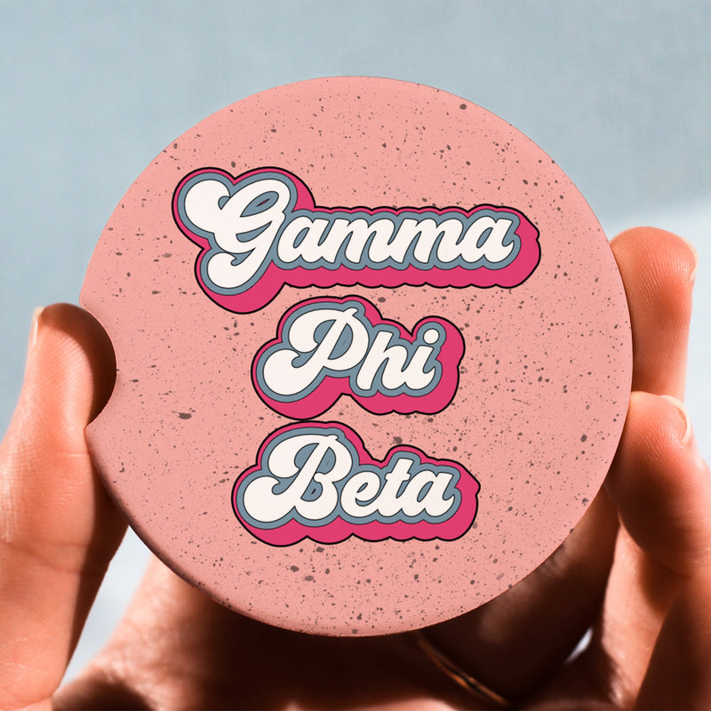 Gamma Phi Beta Car Coasters - Sorority Letters Merch, Perfect Big Little Sorority Gift