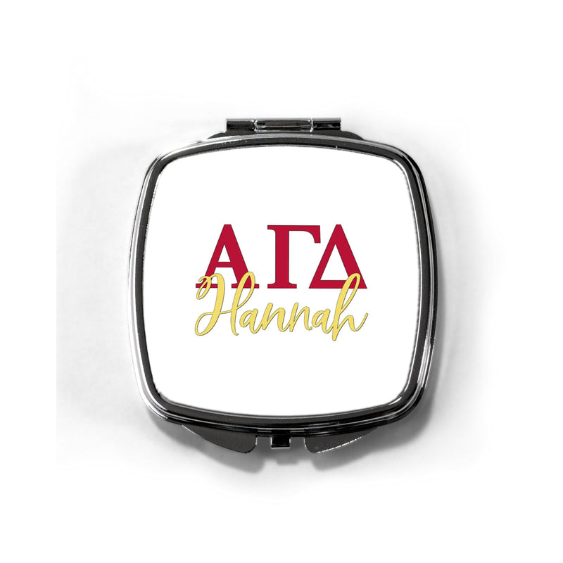 Alpha Gamma Delta Sorority Pocket Mirror - Greek Letters Makeup Compact