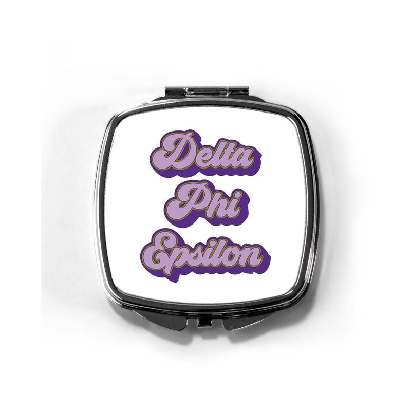 Delta Phi Epsilon Sorority Pocket Mirror - Greek Letters Makeup Compact