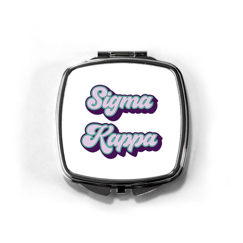 Sigma Kappa Sorority Pocket Mirror - Greek Letters Makeup Compact